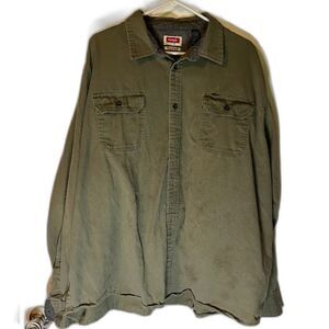 Wrangler Shirt 2XL Flex for Comfort Green Button Up Lng Sleeve Grunge Workwear*
